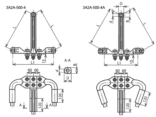 Зажим 3А2А-500-4